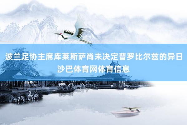 波兰足协主席库莱斯萨尚未决定普罗比尔兹的异日沙巴体育网体育信息