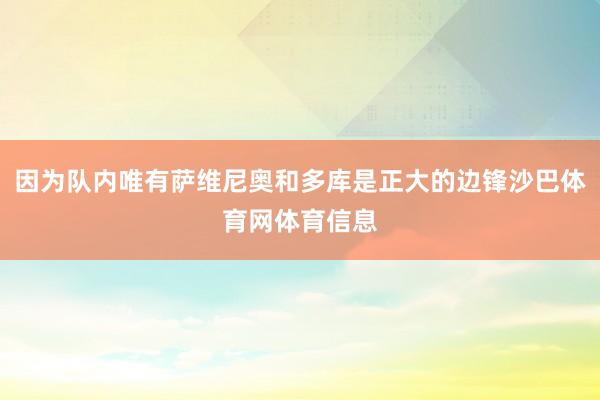 因为队内唯有萨维尼奥和多库是正大的边锋沙巴体育网体育信息