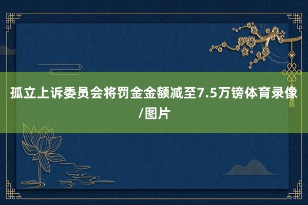 孤立上诉委员会将罚金金额减至7.5万镑体育录像/图片