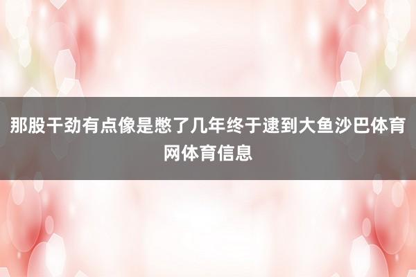 那股干劲有点像是憋了几年终于逮到大鱼沙巴体育网体育信息