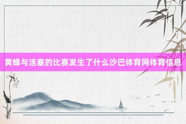 黄蜂与活塞的比赛发生了什么沙巴体育网体育信息