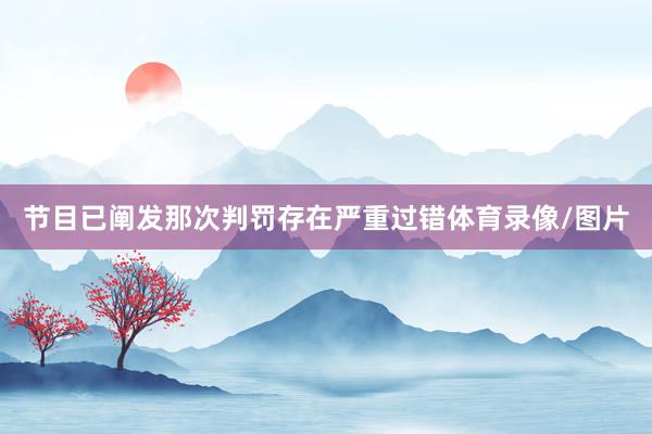 节目已阐发那次判罚存在严重过错体育录像/图片
