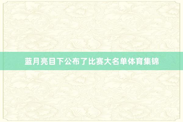 蓝月亮目下公布了比赛大名单体育集锦