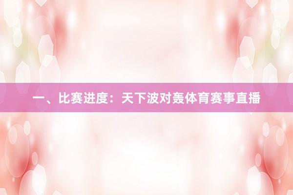 一、比赛进度：天下波对轰体育赛事直播